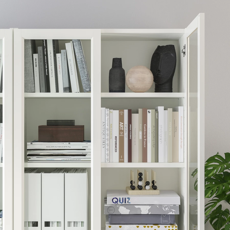 Книжный шкаф с дверцей - BILLY/OXBERG IKEA/ БИЛЛИ/ОКСБЕРГ ИКЕА, 30х120х202 см, белый (изображение №4)