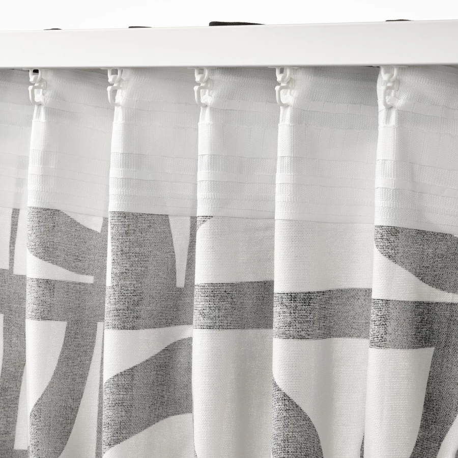 Штора, 2 шт. - IKEA VINTEROXBÄR/VINTEROXBAR, 300х145 см, белый/черный, ВИНТЕРОКСБОР ИКЕА (изображение №5)