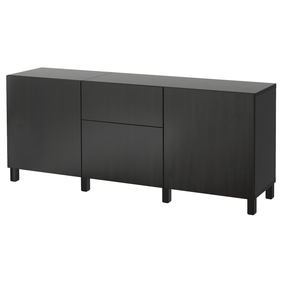 Комбинация для хранения - IKEA BESTÅ/BESTA/БЕСТА/БЕСТО ИКЕА, 180x42x74 см, черный (изображение №1)