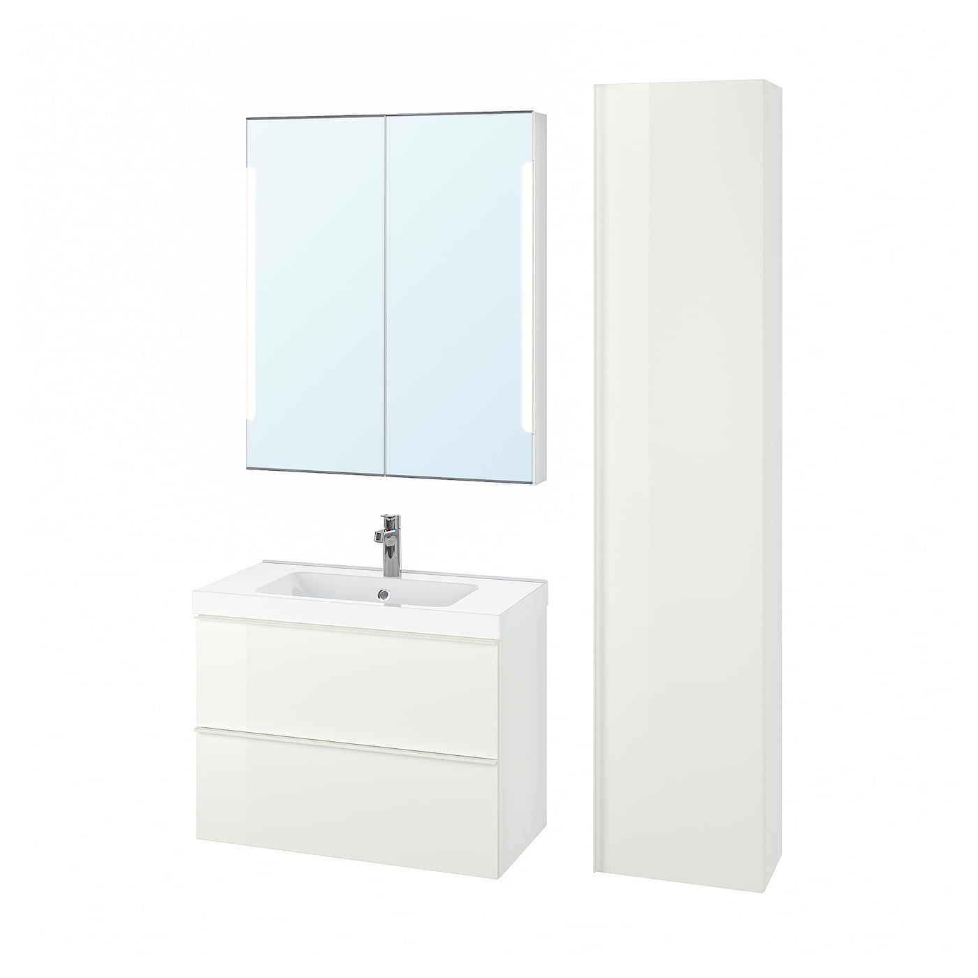 Комбинация для ванной - IKEA GODMORGON/ODENSVIK, 83х49х64 см, белый, ГОДМОРГОН/ОДЕНСВИК ИКЕА