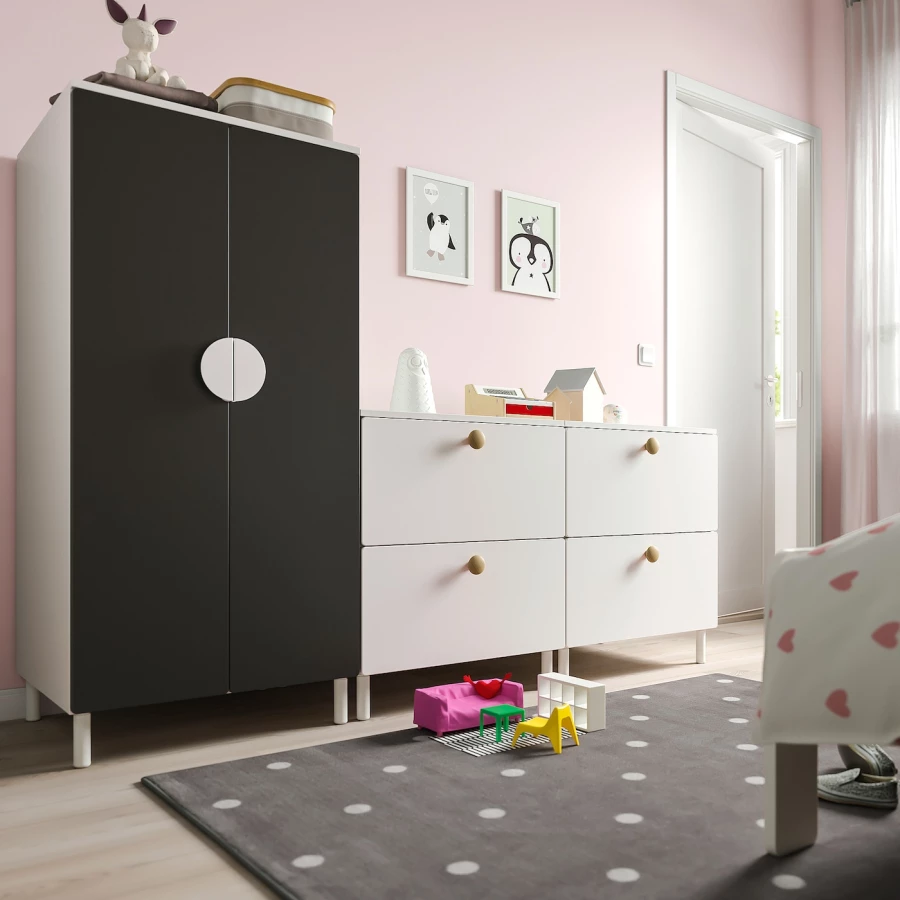 Детская гардеробная комбинация - IKEA PLATSA SMÅSTAD/SMASTAD, 180x57x133см, белый/черный, ПЛАТСА СМОСТАД ИКЕА (изображение №2)