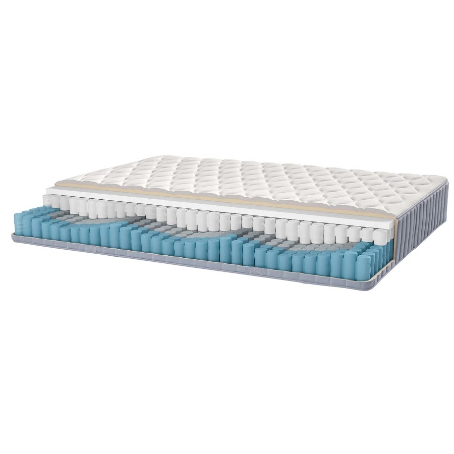 Каркас кровати с ящиком для хранения и матрасом - IKEA NORDLI, 200х140 см, матрас жесткий, белый, НОРДЛИ ИКЕА (изображение №8)