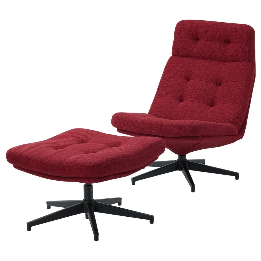 Кресло и пуф - IKEA HAVBERG, 66х99х92 см, красный, ХАВБЕРГ ИКЕА (изображение №1)