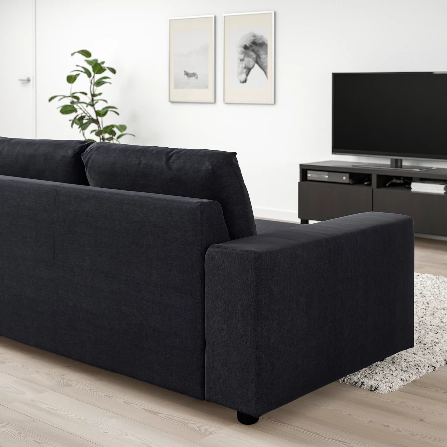 3-местный диван-кровать - IKEA VIMLE, 98x275см, черный, ВИМЛЕ ИКЕА (изображение №6)