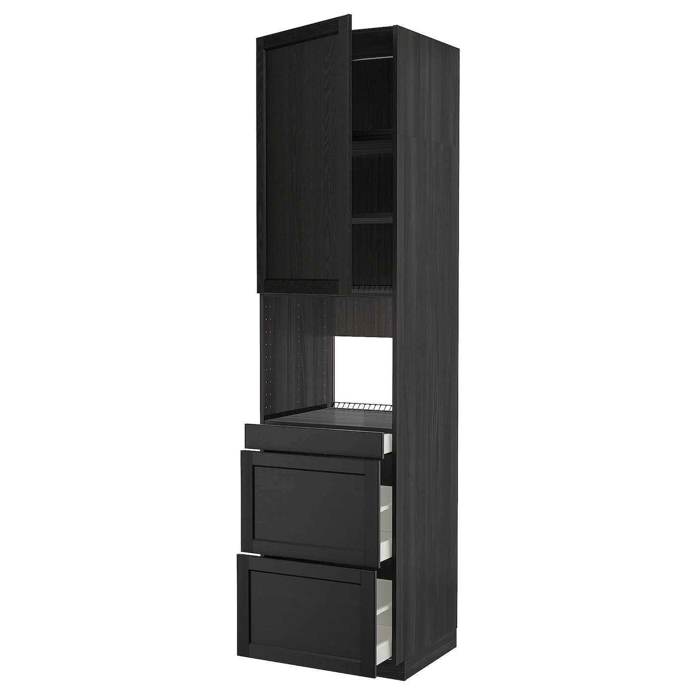 Высокий шкаф с ящиками - IKEA METOD/MAXIMERA/МЕТОД/МАКСИМЕРА ИКЕА, 240х60х60 см, черный