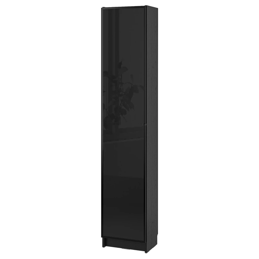 Шкаф-витрина - BILLY / HÖGBO/ HОGBO IKEA/ БИЛЛИ/ ХЕГБО ИКЕА,  202х40 см, черный (изображение №1)