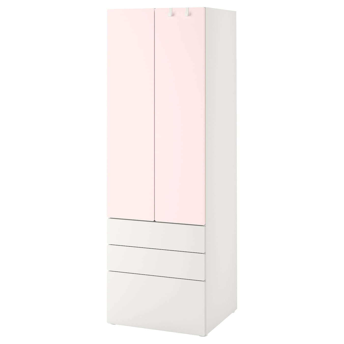 Шкаф - PLATSA/ SMÅSTAD / SMАSTAD  IKEA/ ПЛАТСА/СМОСТАД  ИКЕА, 60x57x181 см, белый/розовый