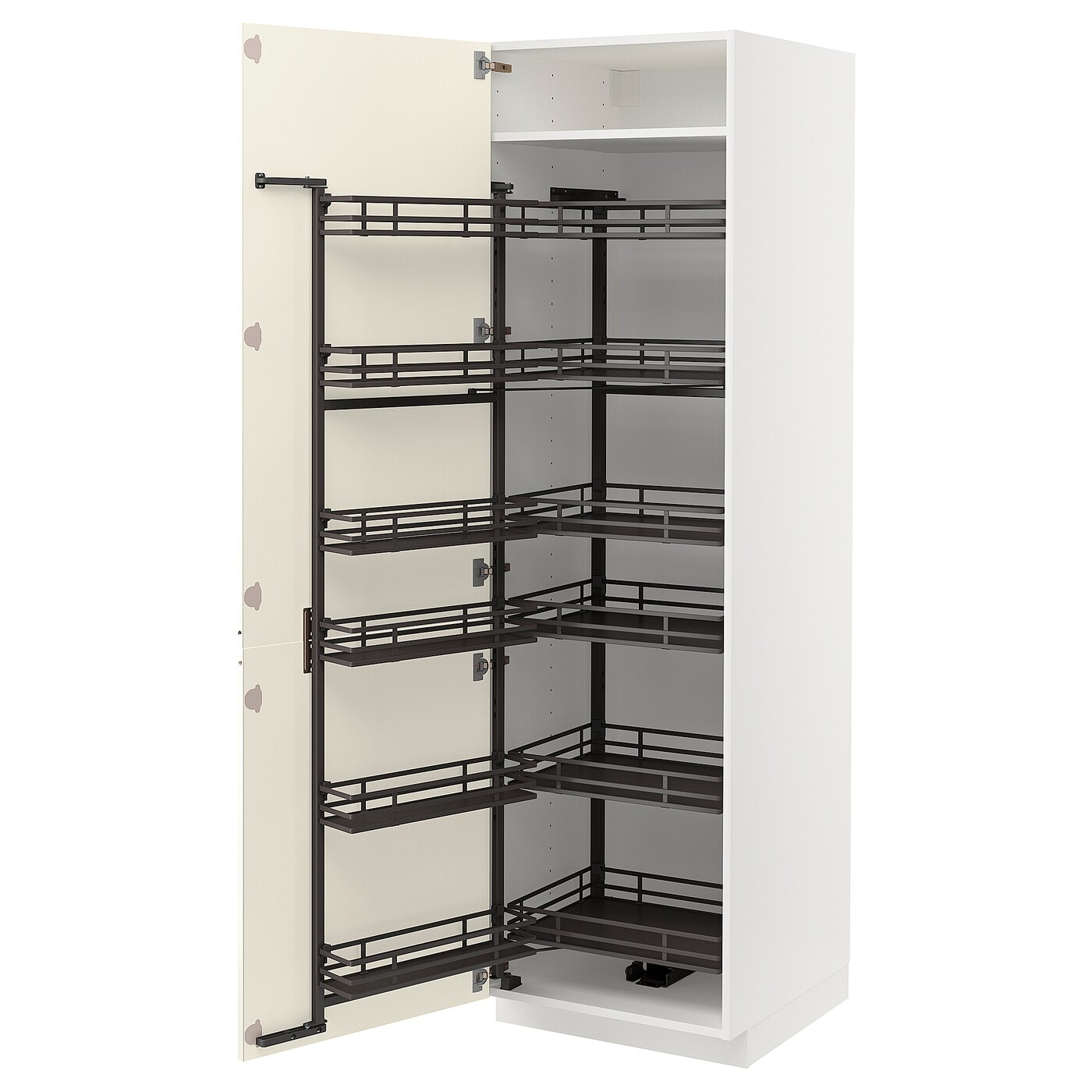 Высокий шкаф с выдвижной кладовой - IKEA METOD/МЕТОД ИКЕА, 60х60х200 см, белый/бежевый