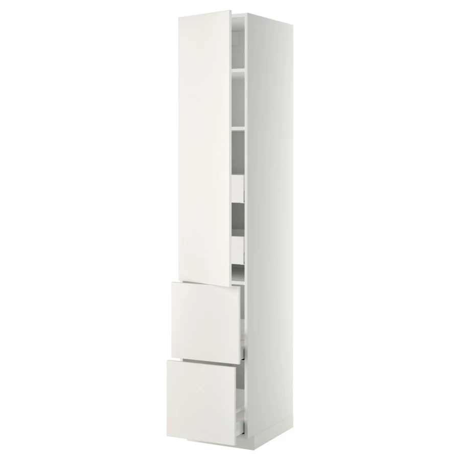 Высокий шкаф с ящиками - IKEA METOD/MAXIMERA/МЕТОД/МАКСИМЕРА ИКЕА, 220х60х40 см, белый (изображение №1)