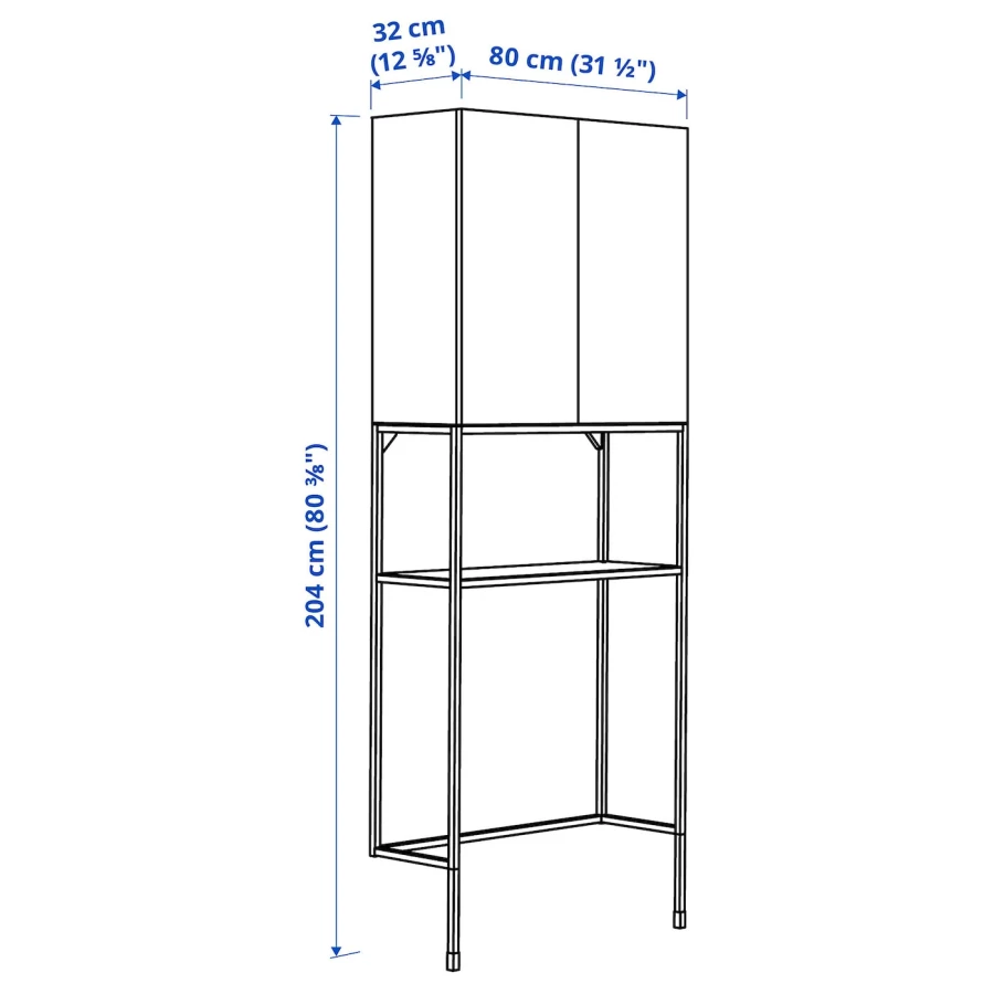 Книжный шкаф -  ENHET IKEA/ ЭНХЕТ ИКЕА, 204х80 см, белый/зеленый (изображение №5)