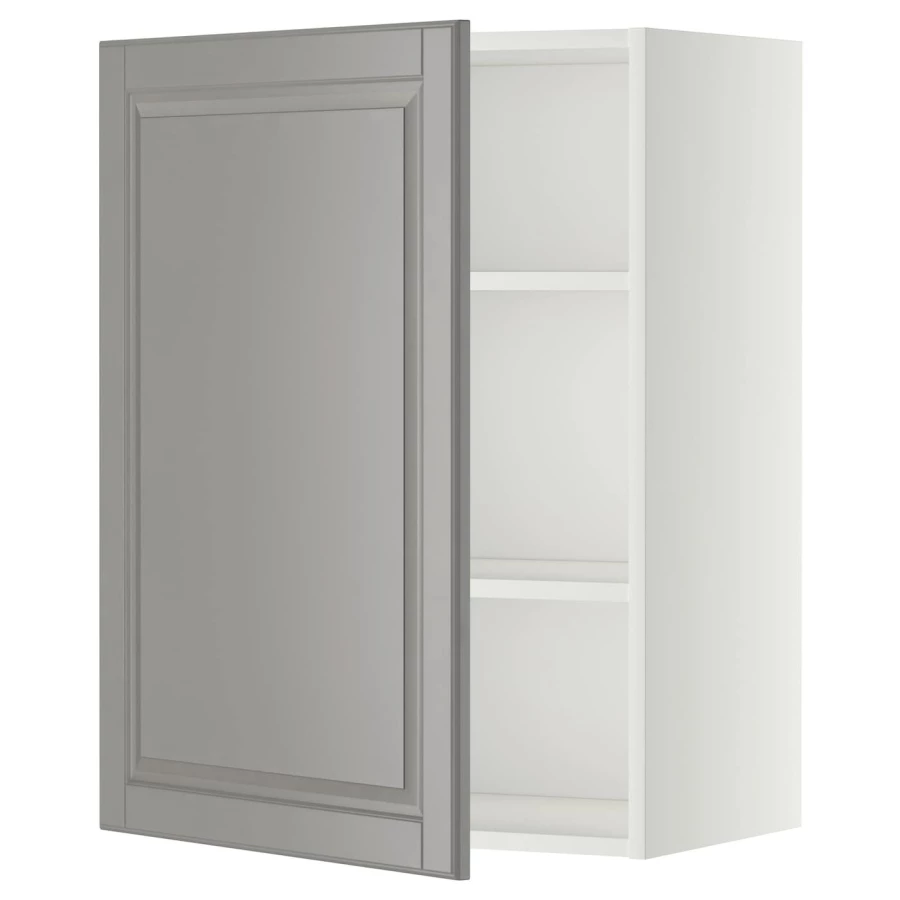 Настенный шкаф с полками - IKEA METOD/МЕТОД ИКЕА, 60x80 см, белый/серый (изображение №1)