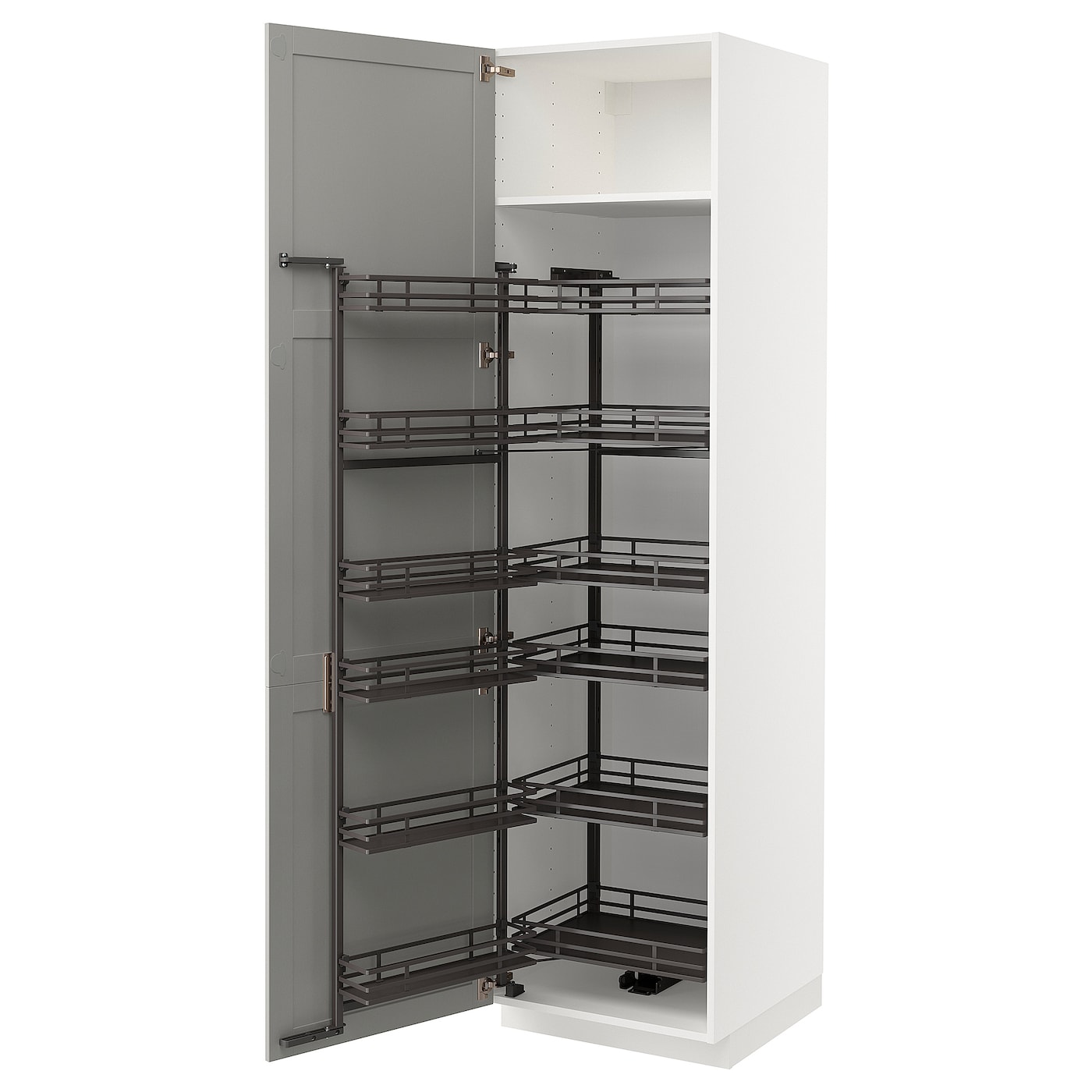 Высокий шкаф с выдвижной кладовой - IKEA METOD/МЕТОД ИКЕА, 60х60х220 см, белый/серый