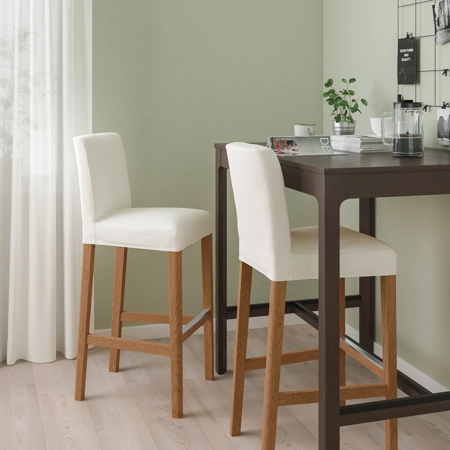Барный стул со спинкой - BERGMUND IKEA/БЕРГМУНД ИКЕА, 110х45х49 см, белый (изображение №2)