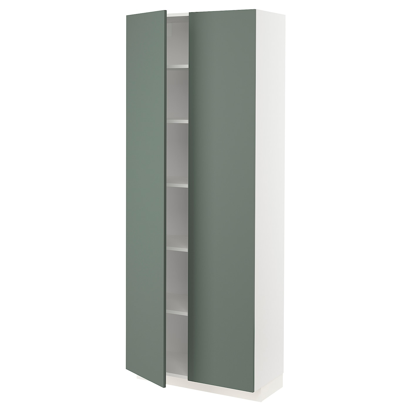 Высокий кухонный шкаф с полками - IKEA METOD/МЕТОД ИКЕА, 200х37х80 см, белый/темно-зеленый