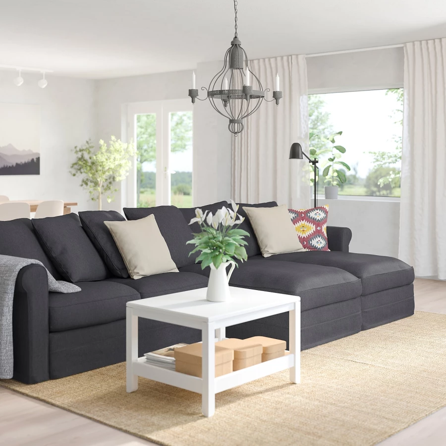 2 шезлонга и 2-местный диван - IKEA GRÖNLID/GRONLID,  98x339см, серый/синий, ГРЕНЛИД ИКЕА (изображение №3)
