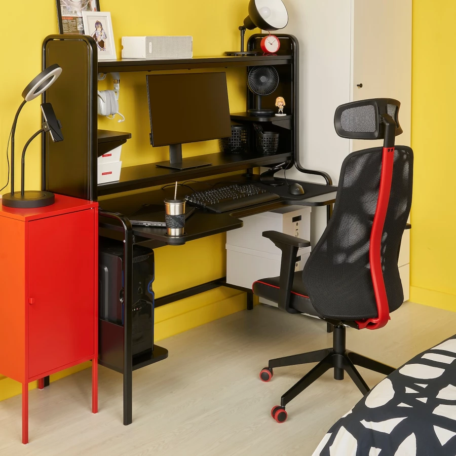 Игровой стол и стул - IKEA FREDDE/MATCHSPEL ИКЕА, 146х74/48х54 см, черный (изображение №4)