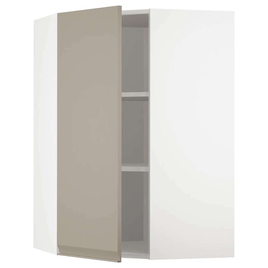 Угловой навесной шкаф с полками - METOD  IKEA/  МЕТОД ИКЕА, 100х68 см, юелый/светло-коричневый (изображение №1)