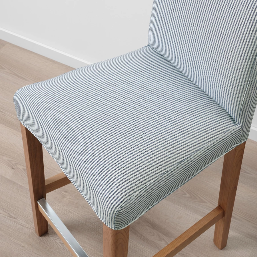 Барный стул со спинкой - BERGMUND IKEA/БЕРГМУНД ИКЕА, 97х45х48см, голубой (изображение №6)