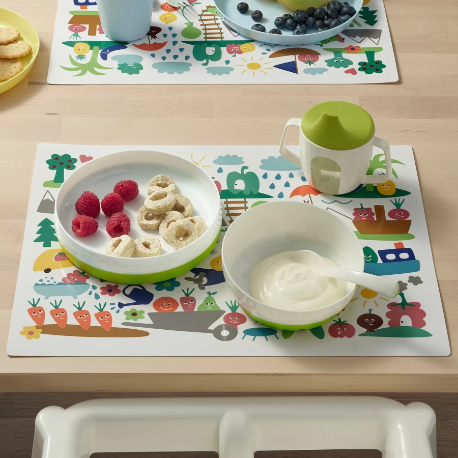 Набор детских тарелок, 2 шт. - IKEA SMÅGLI/SMAGLI, белый/зеленый, СМЭГЛИ ИКЕА (изображение №2)