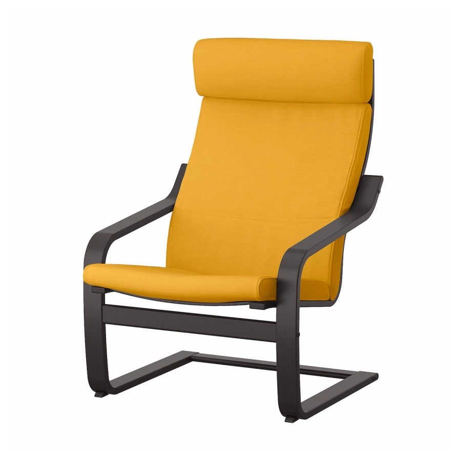 Кресло - IKEA POÄNG/POANG/ПОЭНГ ИКЕА, 68х82х100 см, жёлтый (изображение №1)