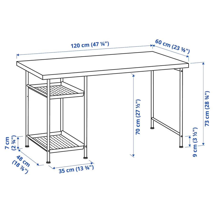 Письменный стол - IKEA MITTCIRKEL /SPÄND, 120х60 см, белый/под беленый дуб, МИТТКЕРКЕЛ/СПЭНД ИКЕА (изображение №5)