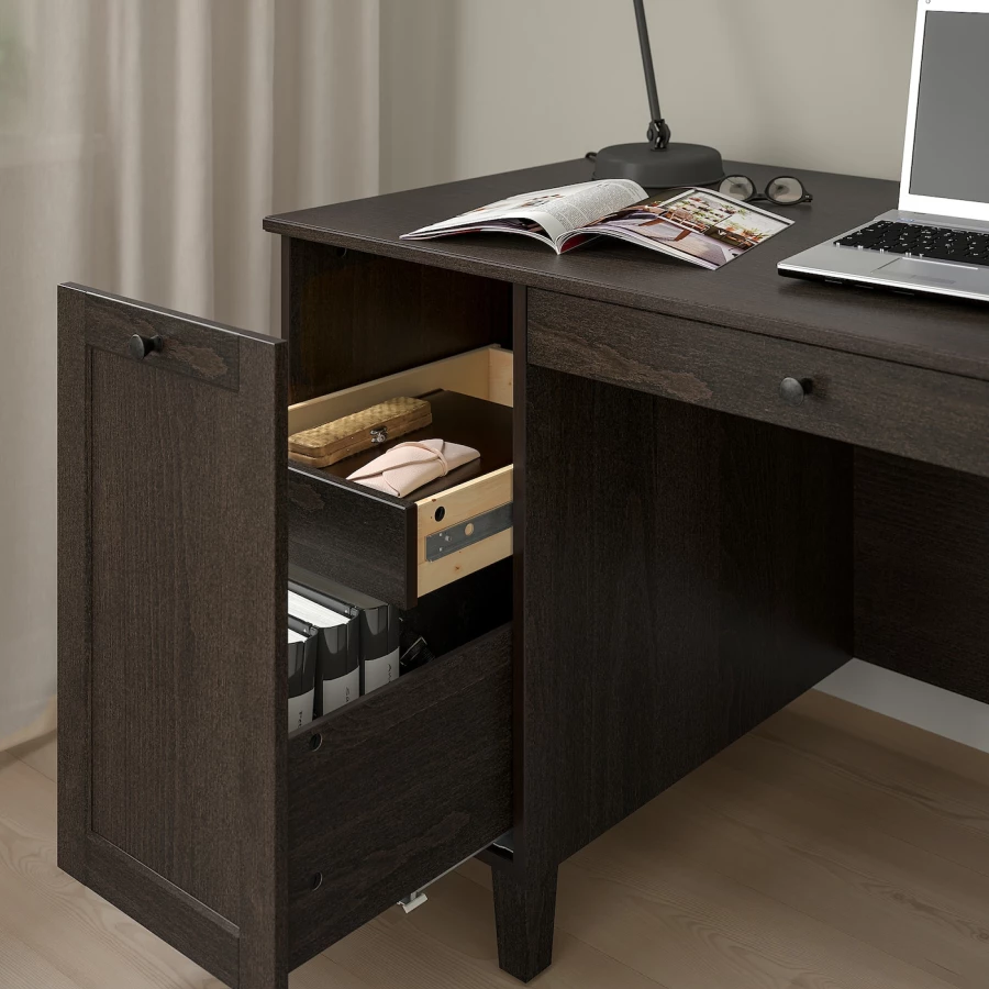 Письменный стол с ящиками - IKEA IDANÄS/IDANAS/ИДАНЭС/ИДАНАС ИКЕА, 152х70 см, коричневый (изображение №6)