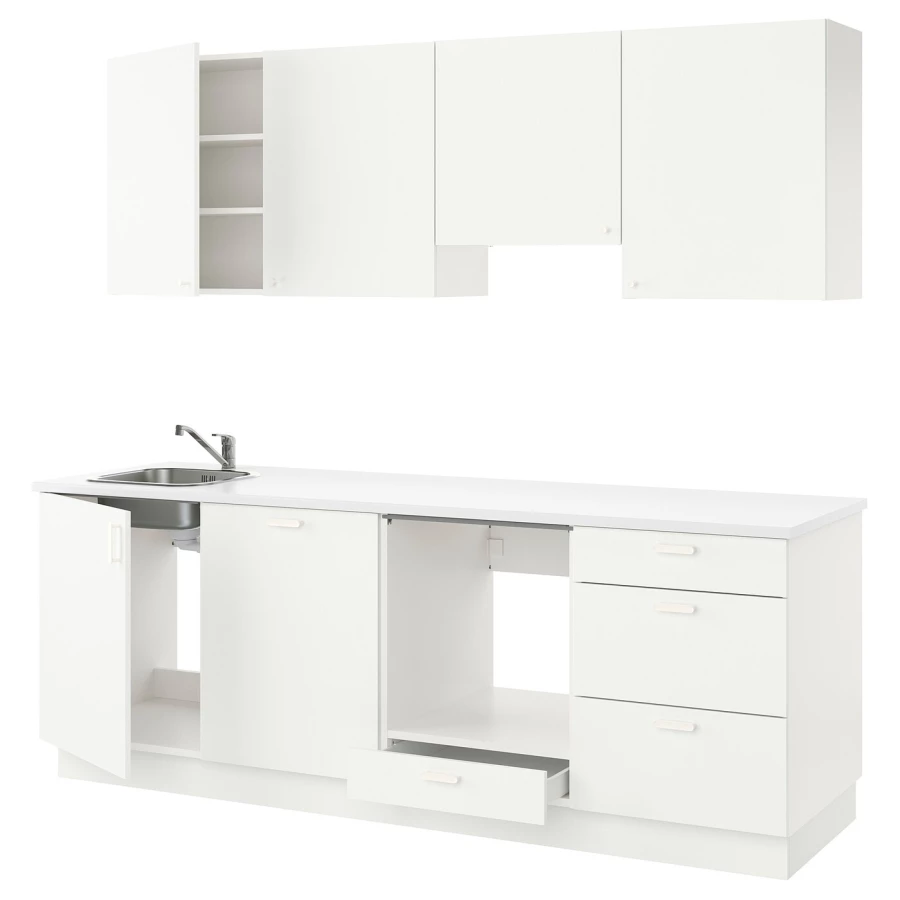 Кухня - ENHET  IKEA/ ЭНХЕТ ИКЕА, 243х222 см, белый (изображение №1)