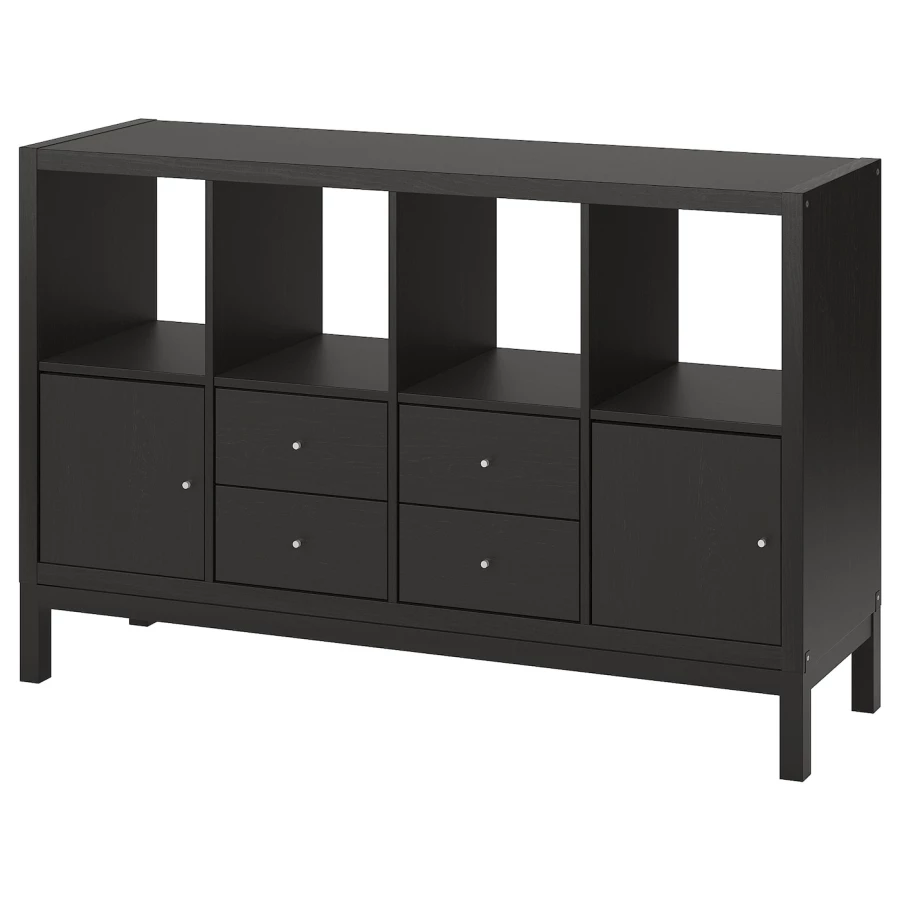 Книжный шкаф - IKEA KALLAX, 77х39х147 см, черно-коричневый, КАЛЛАКС ИКЕА (изображение №1)