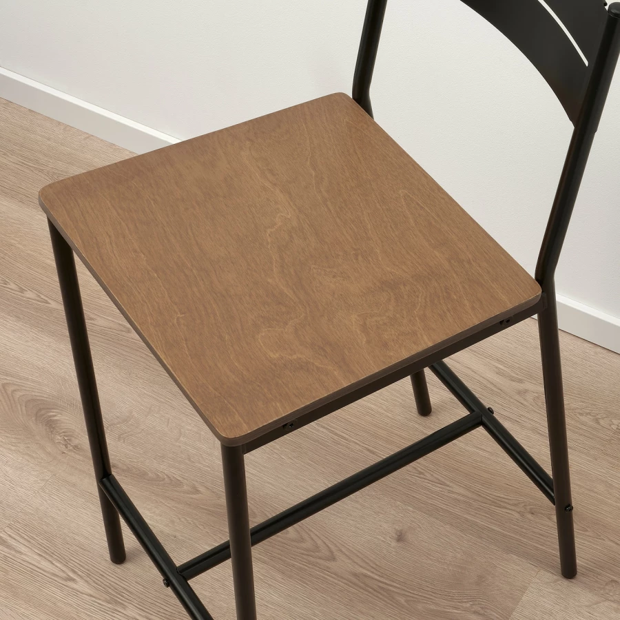 Барный стул - IKEA SANDSBERG/ САНДСБЕРГ ИКЕА , 37х39х91 см, черный/коричневая морилка (изображение №4)