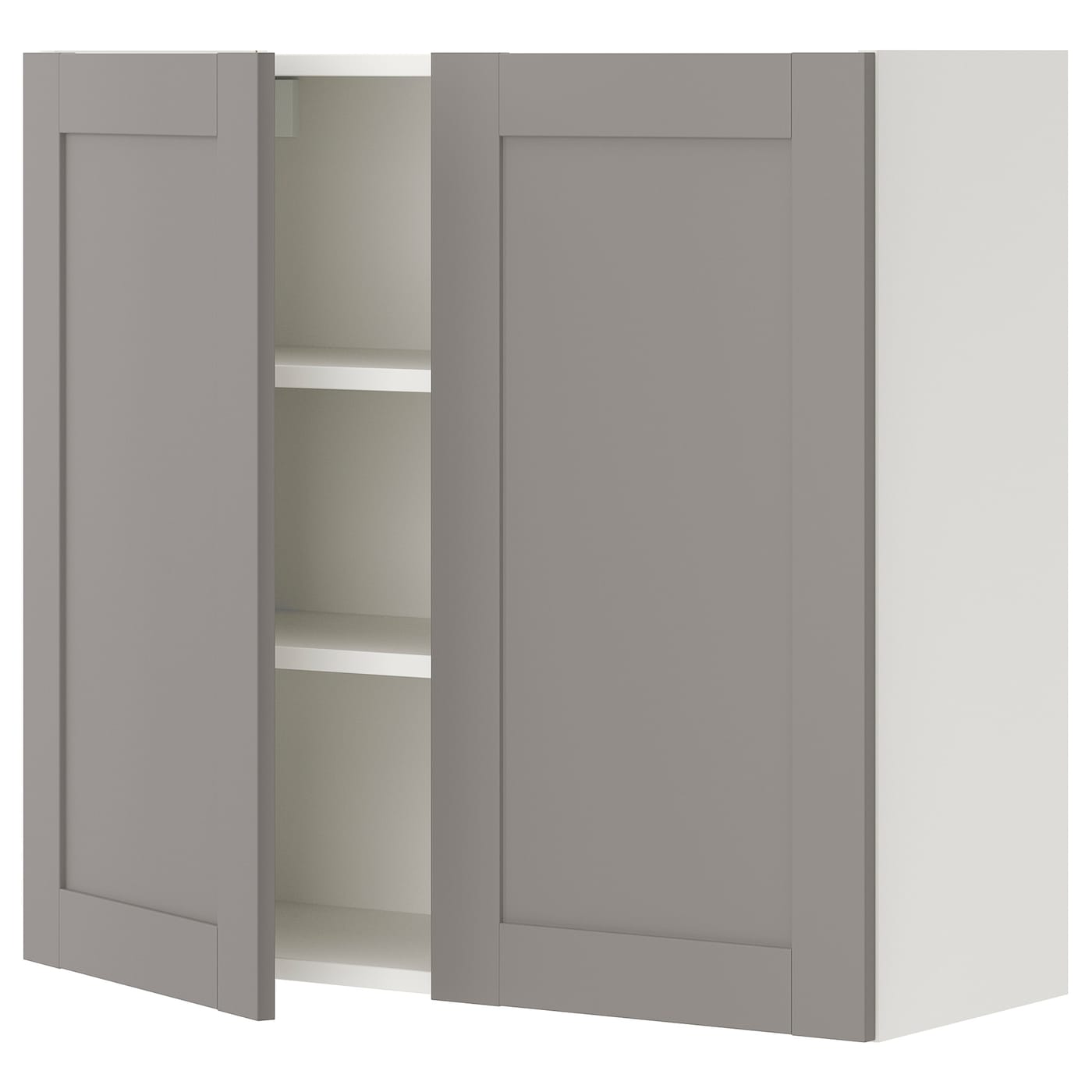 Кухонный настенный шкаф - ENHET IKEA/ ЭНХЕТ ИКЕА, 80х30х75 см, белый/серый