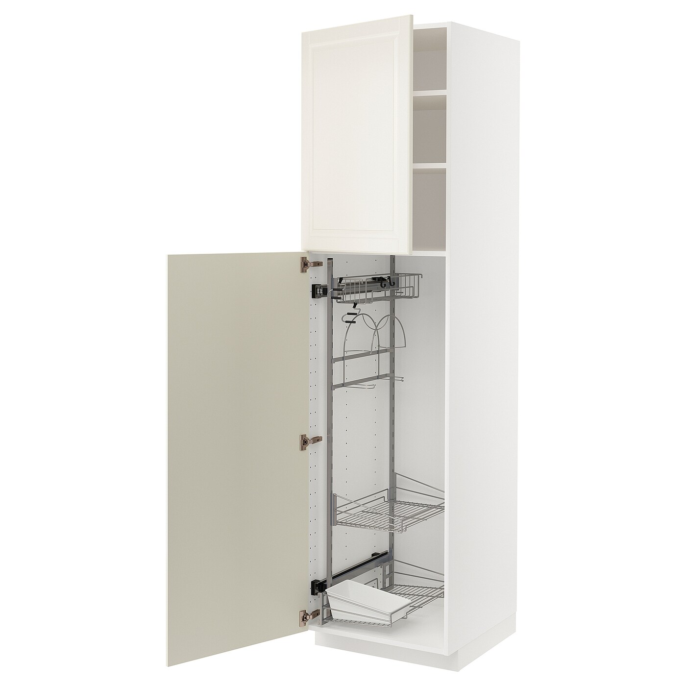 Высокий шкаф/бытовой - IKEA METOD/МЕТОД ИКЕА, 220х60х60 см, белый/кремовый