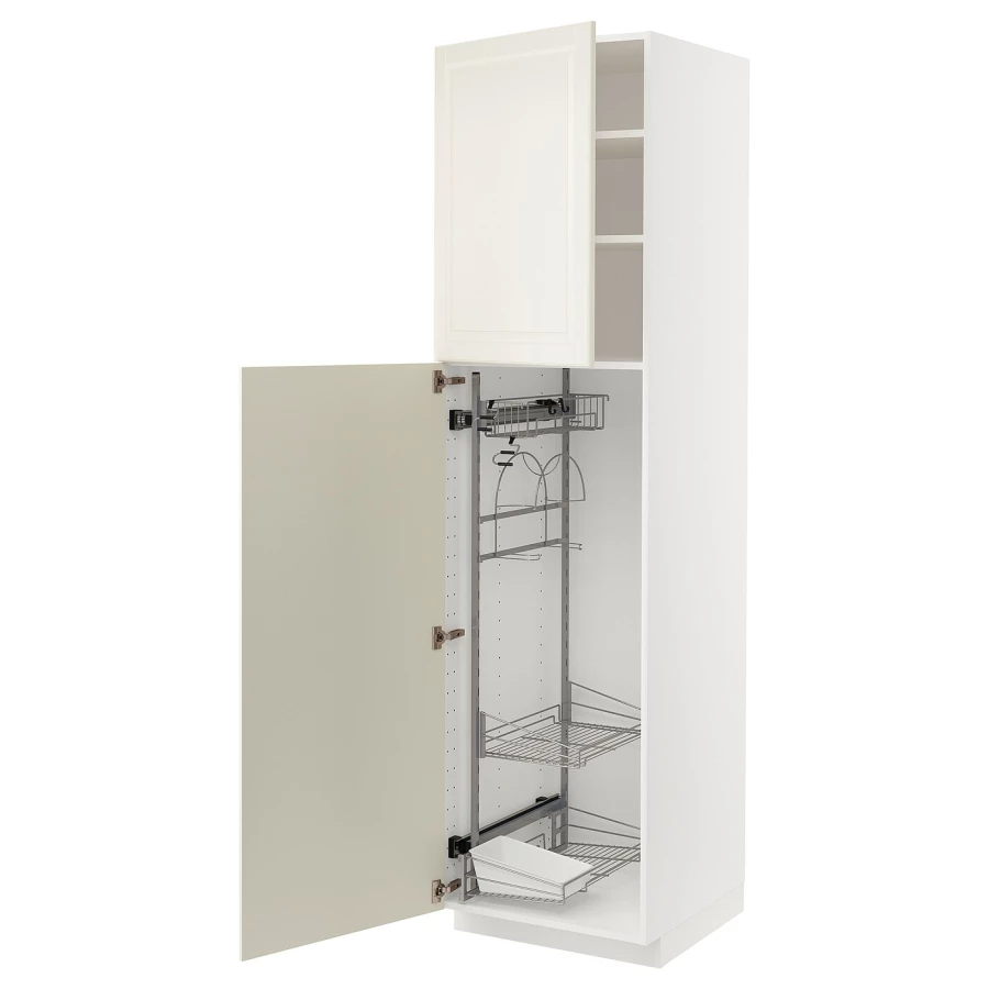 Высокий шкаф/бытовой - IKEA METOD/МЕТОД ИКЕА, 220х60х60 см, белый/кремовый (изображение №1)