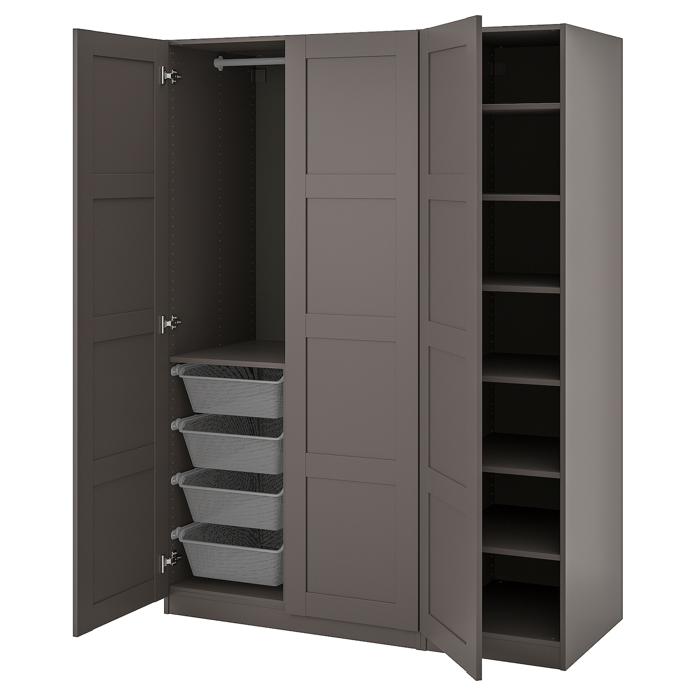 Платяной шкаф - IKEA PAX/BERGSBO/ПАКС/БЕРГСБУ ИКЕА, 150x60x201 см, темно-серый