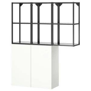 Комбинация для ванной - IKEA ENHET, 120x32x150 см, белый/антрацит, ЭНХЕТ ИКЕА