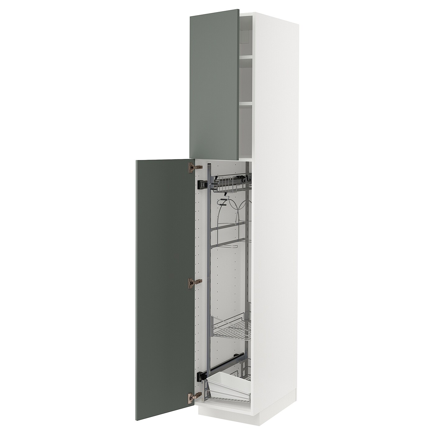 Высокий шкаф/бытовой - IKEA METOD/МЕТОД ИКЕА, 220х60х40 см, белый/темно-серый