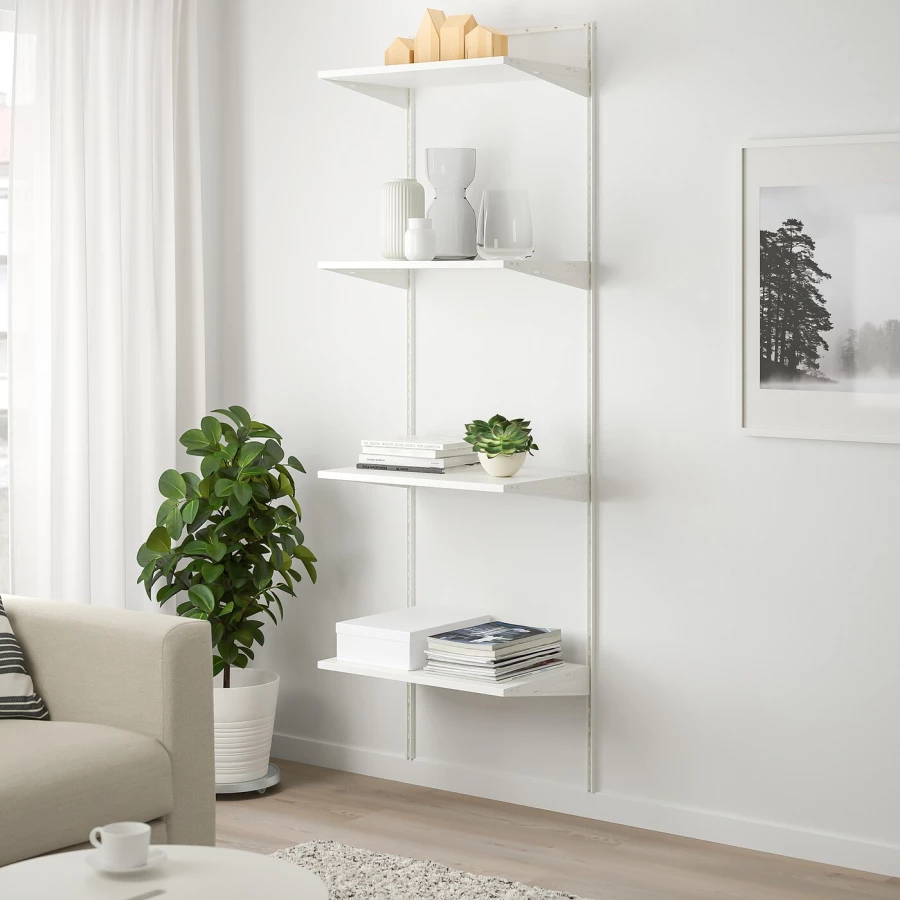 Стеллаж - BOAXEL IKEA/БОАКСЕЛЬ ИКЕА, 40х62х200 см, белый (изображение №2)