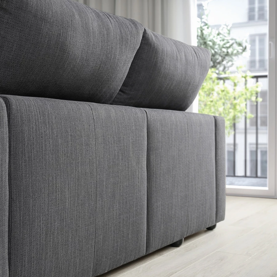 3-местный диван с шезлонгом - IKEA ESKILSTUNA,  100x162x268см, темно-серый, ЭСКИЛЬСТУНА ИКЕА (изображение №7)