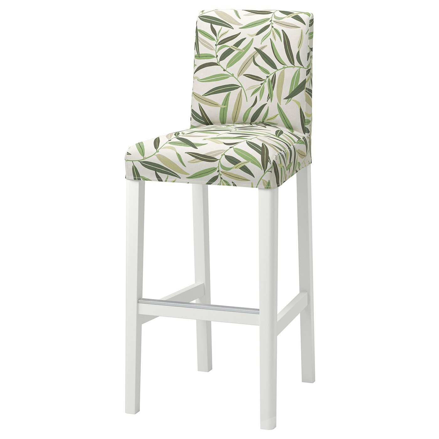 Чехол на барный стул со спинкой - BERGMUND IKEA/ БЕРГМУНД ИКЕА,  белый/зеленый