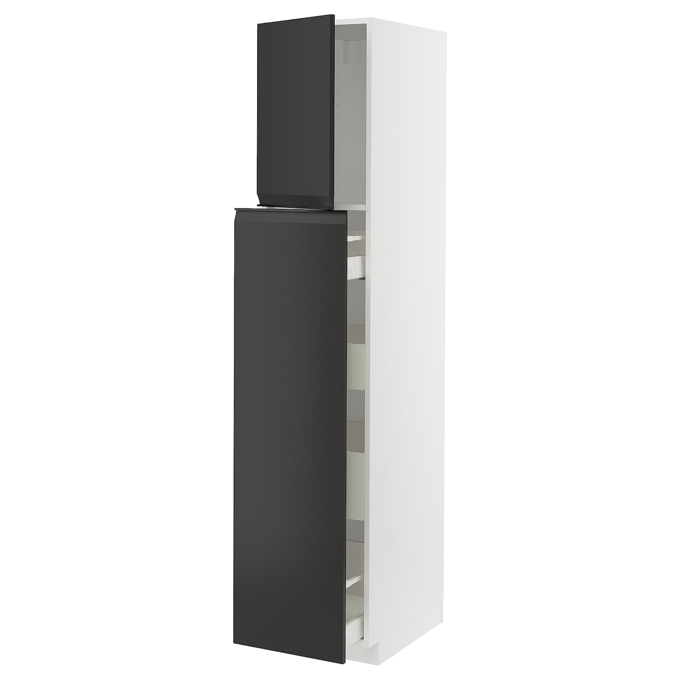 Высокий шкаф - IKEA METOD/MAXIMERA/МЕТОД/МАКСИМЕРА ИКЕА, 200х60х40 см, черный/белый