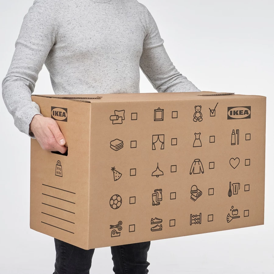 Коробка с крышкой - DUNDERGUBBE IKEA/ ДУНДЕРГУББЕ ИКЕА, 64х34х40 см, бежевый (изображение №2)