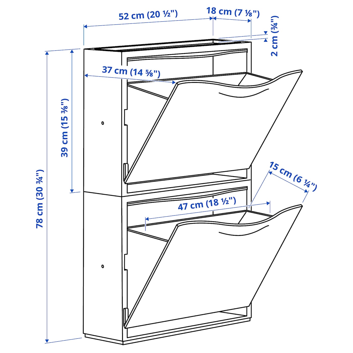 Обувница - IKEA TRONES/ ТРОНЭС ИКЕА, 52х39х18 см, белый. за 6732