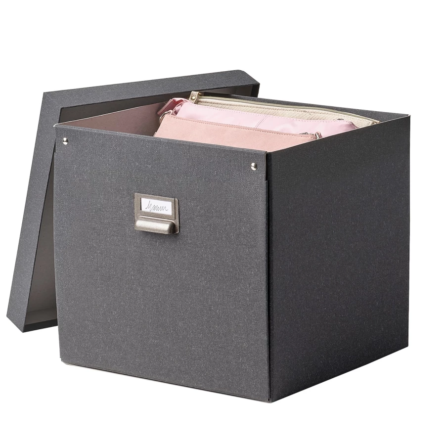 Коробка с крышкой - TJOG IKEA/ЧУГ ИКЕА, 32х31х30 см,  серый (изображение №2)