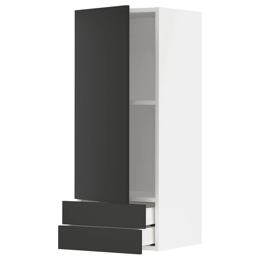 Навесной шкаф с полкой - METOD/MAXIMERA  IKEA/ МЕТОД /МАКСИМЕРА ИКЕА, 100х40 см, белый/черный (изображение №1)