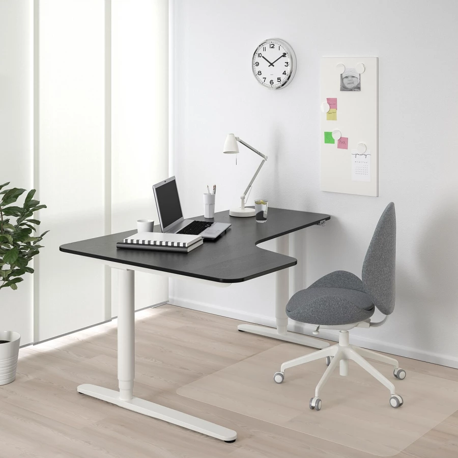 Письменный стол (левый угол) - IKEA BEKANT, 160х110х65-125 см, черный/белый, БЕКАНТ ИКЕА (изображение №2)