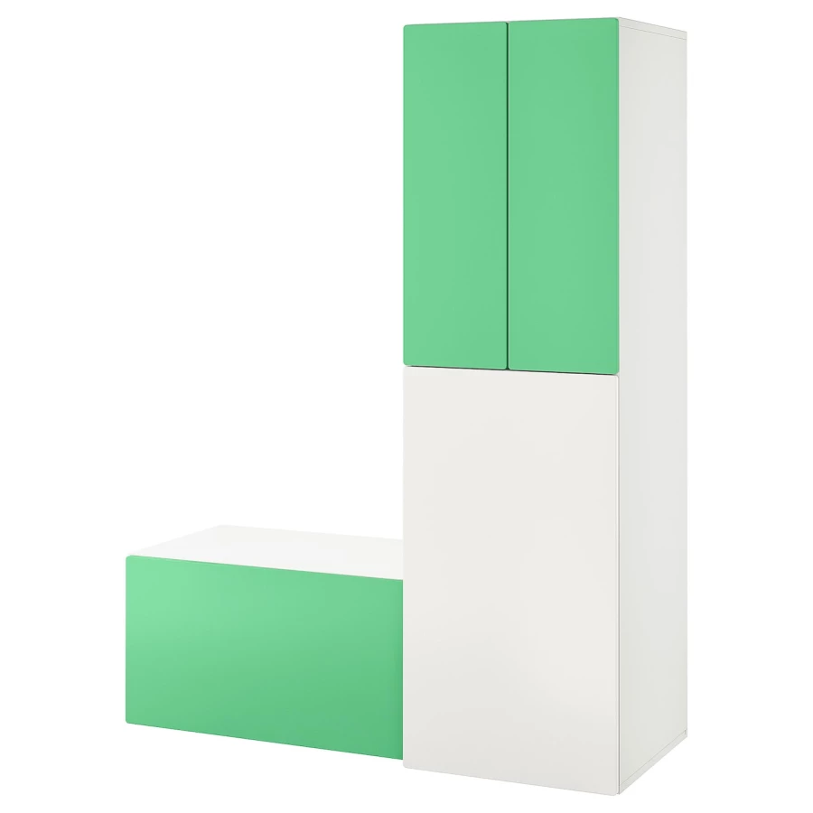 Шкаф детский - IKEA SMÅSTAD/SMASTAD, 150x57x196 см, белый/зеленый, СМОСТАД ИКЕА (изображение №1)