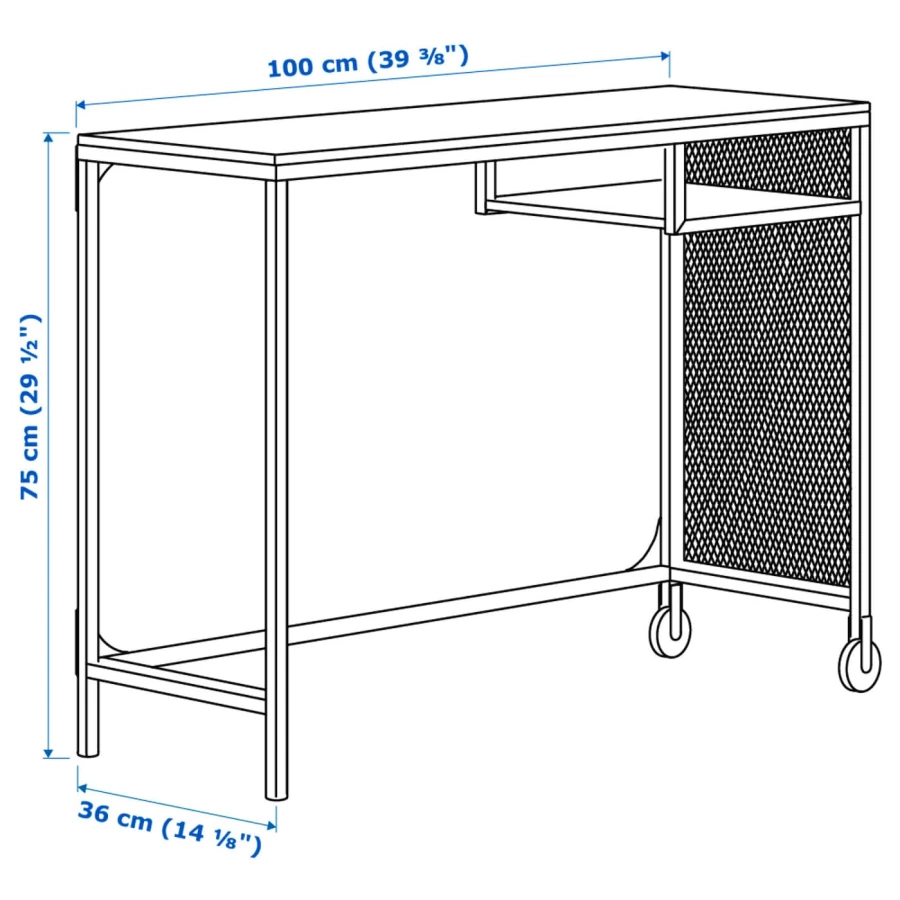 Комбинация: стол, кресло и шкаф - IKEA FJÄLLBO/FJALLBO/KULLABERG/GULLHULT, 100х36 см, 100х136х36 см, сосна/черный, ФЬЕЛЛЬБО/КУЛЛАБЕРГ/ГУЛЛЬХУЛЬТ ИКЕА (изображение №4)