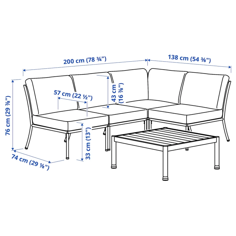 Комплект мебели для сада  - SEGERÖN / SEGERОN IKEA/ СЕГЕРОН ИКЕА,  186х76 см , серый (изображение №2)