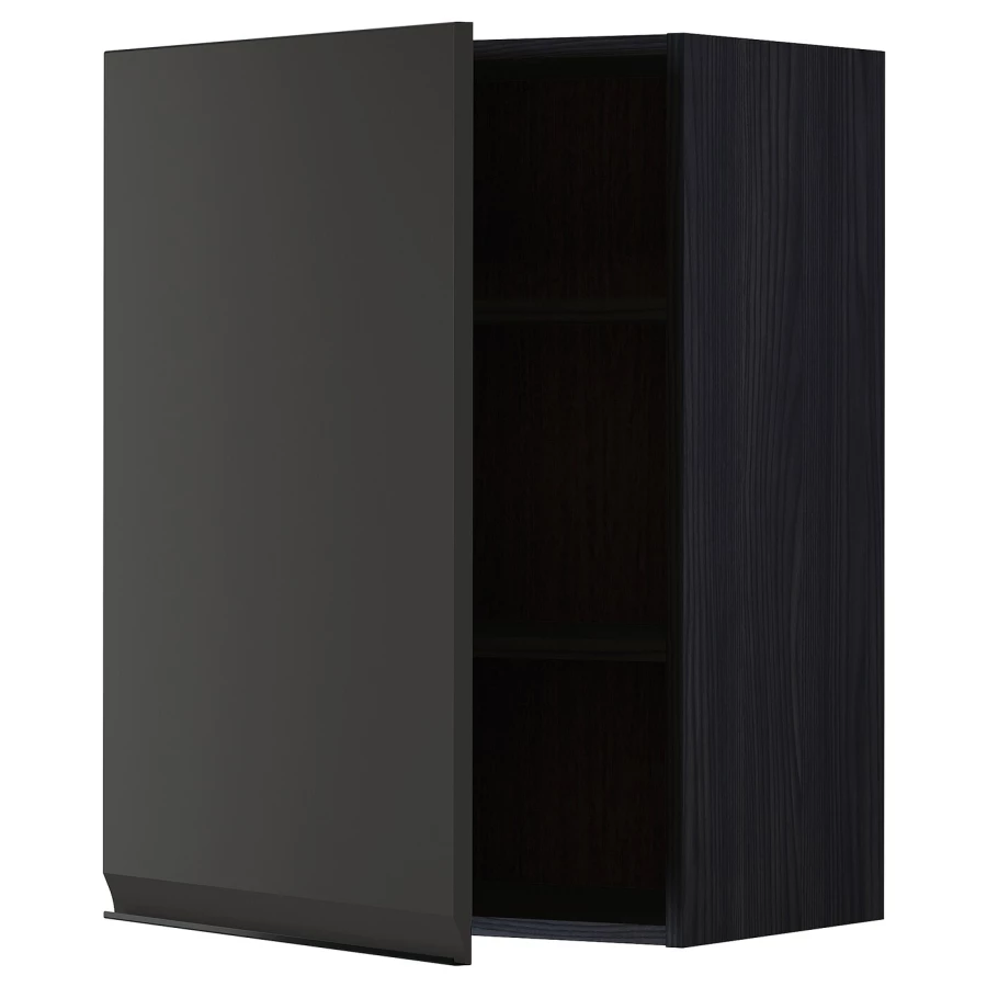 Навесной шкаф с полкой - METOD IKEA/ МЕТОД ИКЕА, 80х60 см, черный (изображение №1)