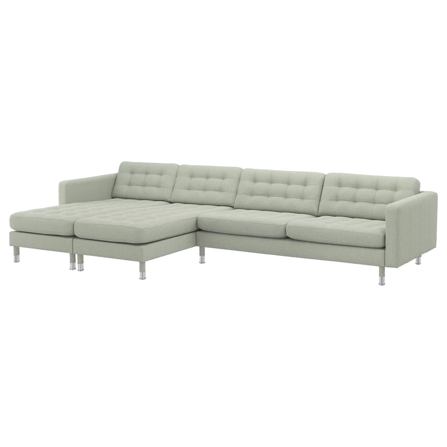5-местный диван с шезлонгом - IKEA LANDSKRONA, 78x158x360см, светло-серый, ЛАНДСКРУНА ИКЕА (изображение №1)