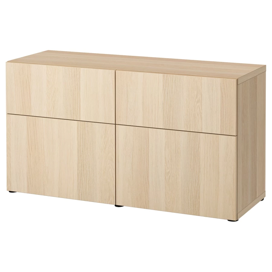 Комбинация для хранения - IKEA BESTÅ/BESTA, 120х42х65 см, под беленый дуб, БЕСТО ИКЕА (изображение №1)